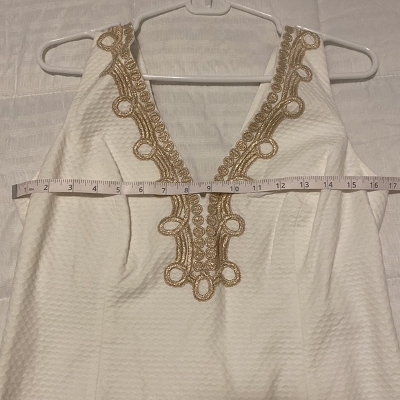 Lily Pulitzer, White dress with gold embroidery, SZ: 10 - Picture 10 of 11